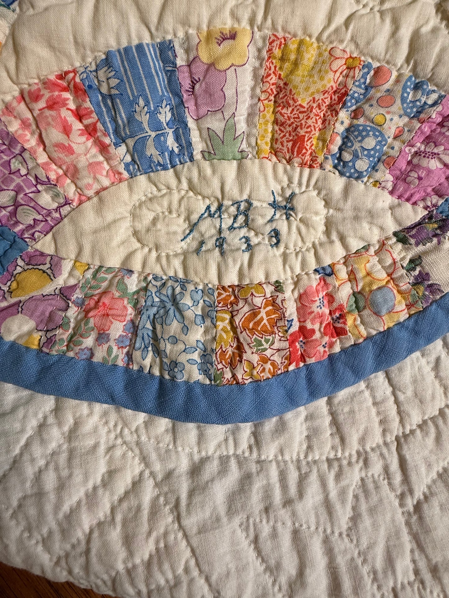 Smaller Scale Double Wedding Ring Quilt- Dated / Initials