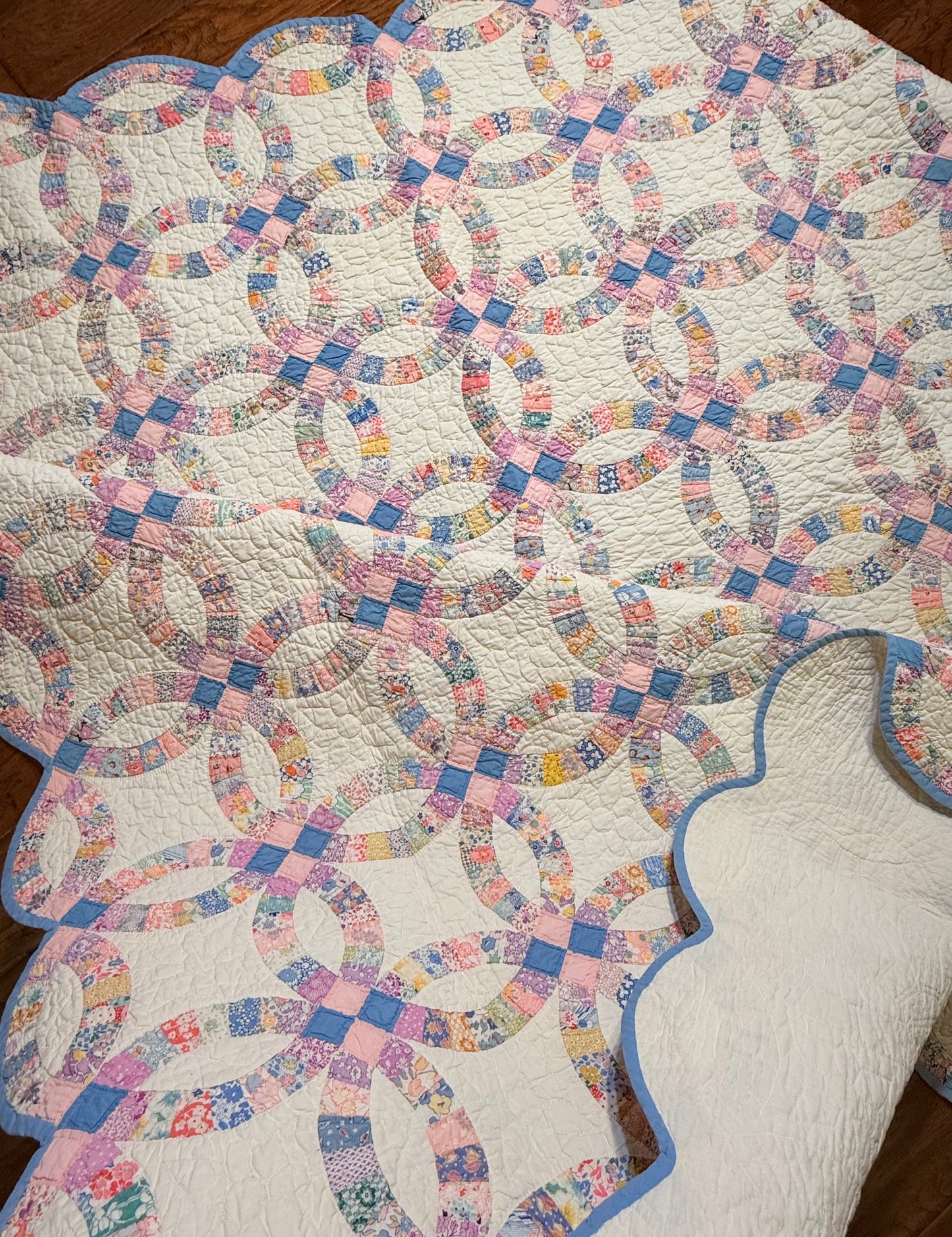Smaller Scale Double Wedding Ring Quilt- Dated / Initials