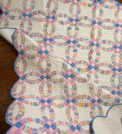 Smaller Scale Double Wedding Ring Quilt- Dated / Initials