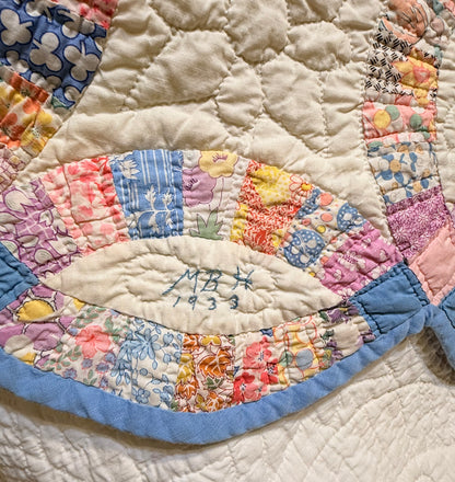 Smaller Scale Double Wedding Ring Quilt- Dated / Initials