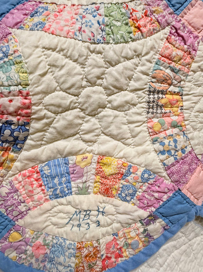 Smaller Scale Double Wedding Ring Quilt- Dated / Initials