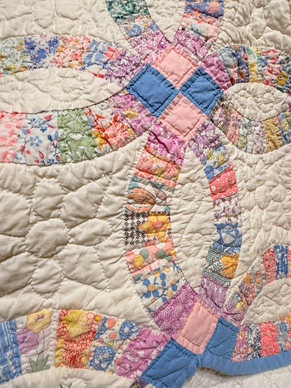 Smaller Scale Double Wedding Ring Quilt- Dated / Initials