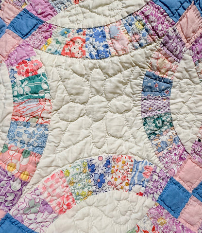 Smaller Scale Double Wedding Ring Quilt- Dated / Initials