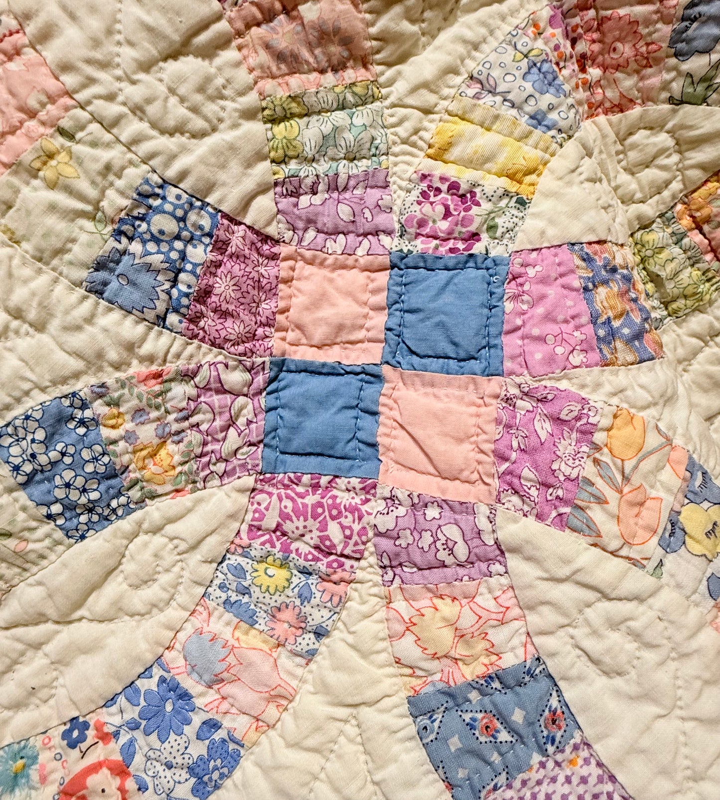 Smaller Scale Double Wedding Ring Quilt- Dated / Initials
