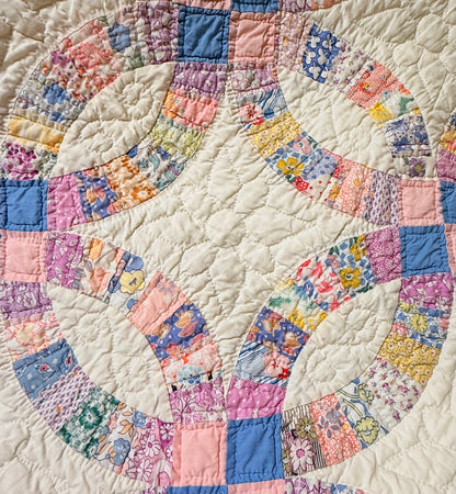 Smaller Scale Double Wedding Ring Quilt- Dated / Initials