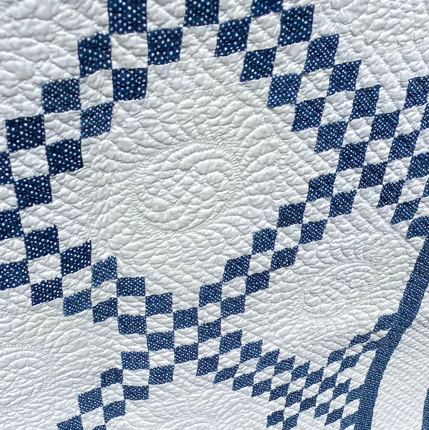 Indigo Blue and White Double Irish Chain Quilt