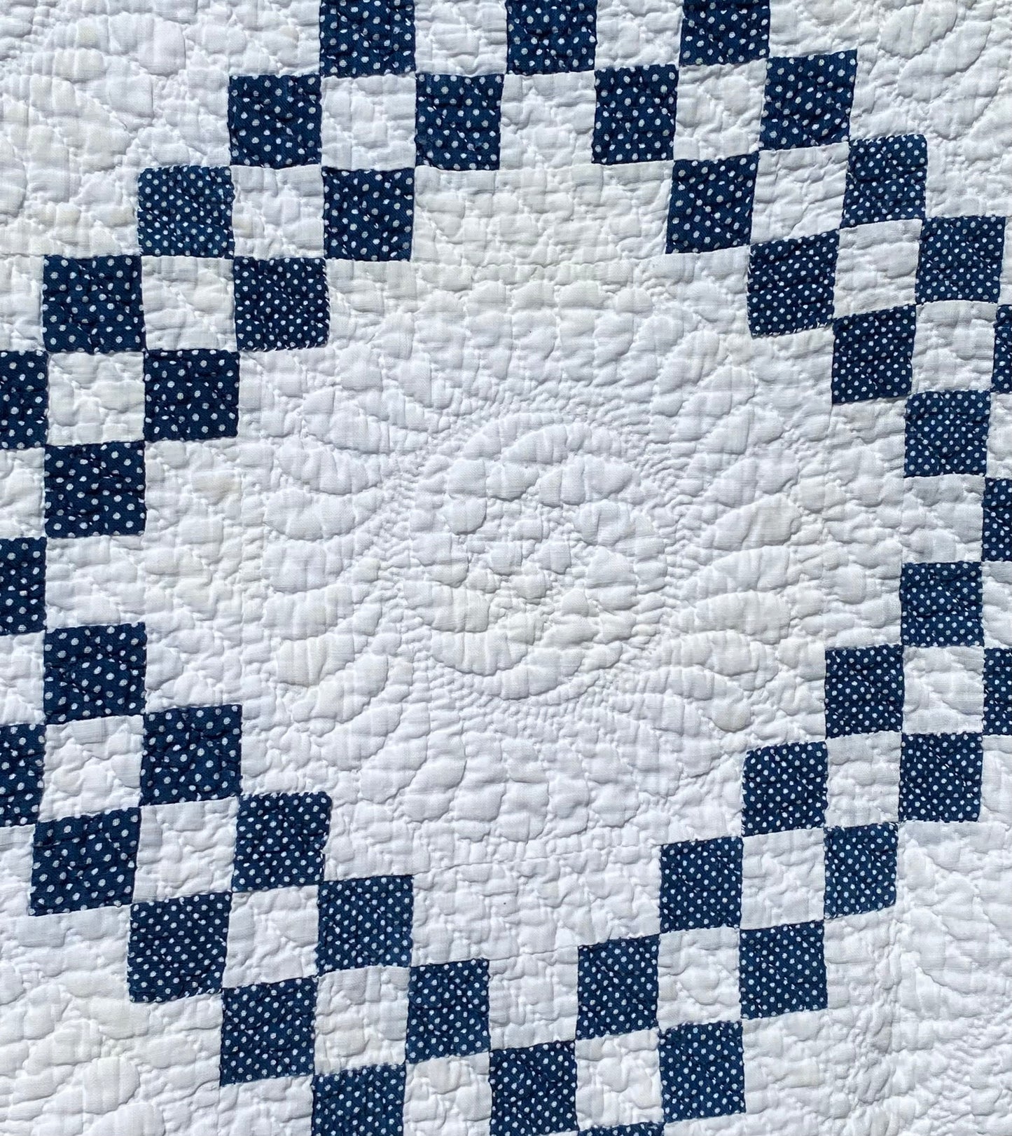 Indigo Blue and White Double Irish Chain Quilt