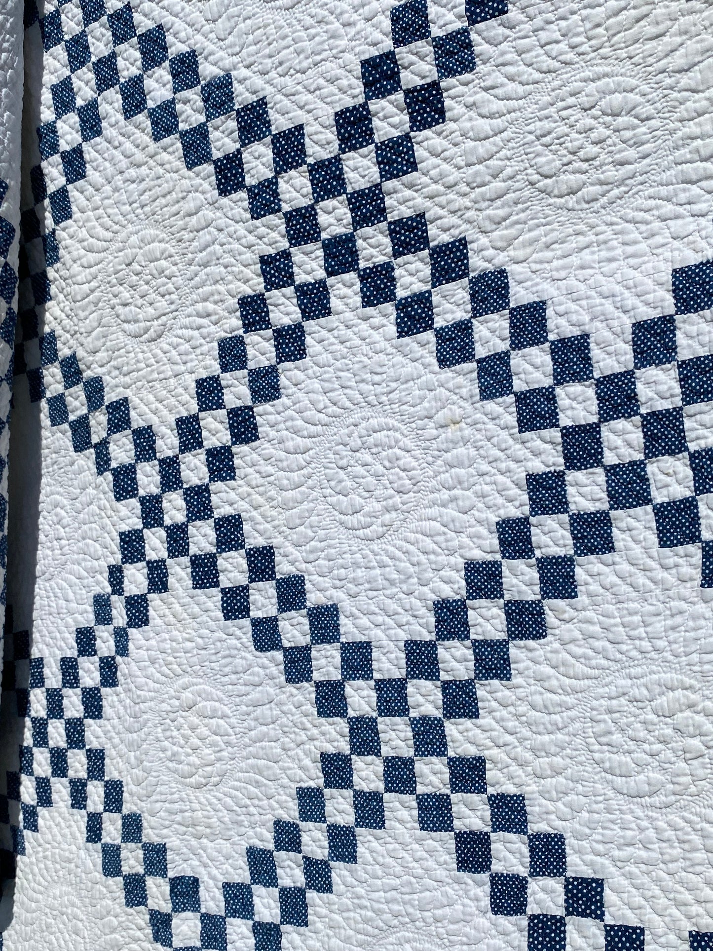 Indigo Blue and White Double Irish Chain Quilt