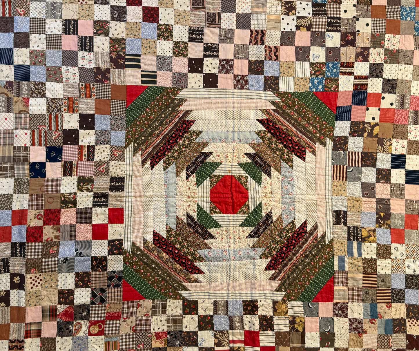 Pineapple Windmill Blades Medallion with Patchwork Quilt