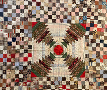 Pineapple Windmill Blades Medallion with Patchwork Quilt