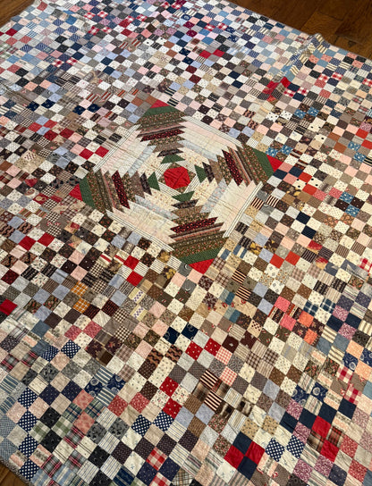 Pineapple Windmill Blades Medallion with Patchwork Quilt