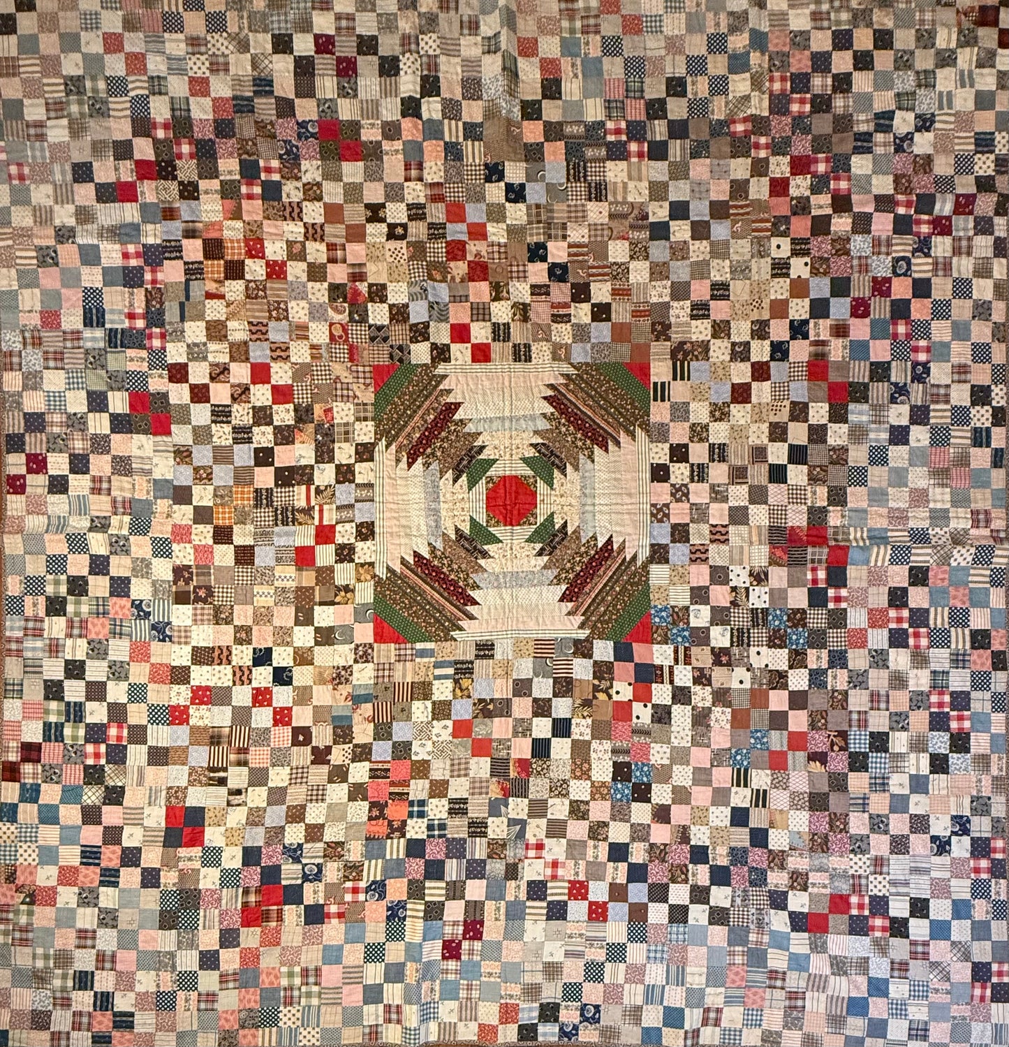 Pineapple Windmill Blades Medallion with Patchwork Quilt