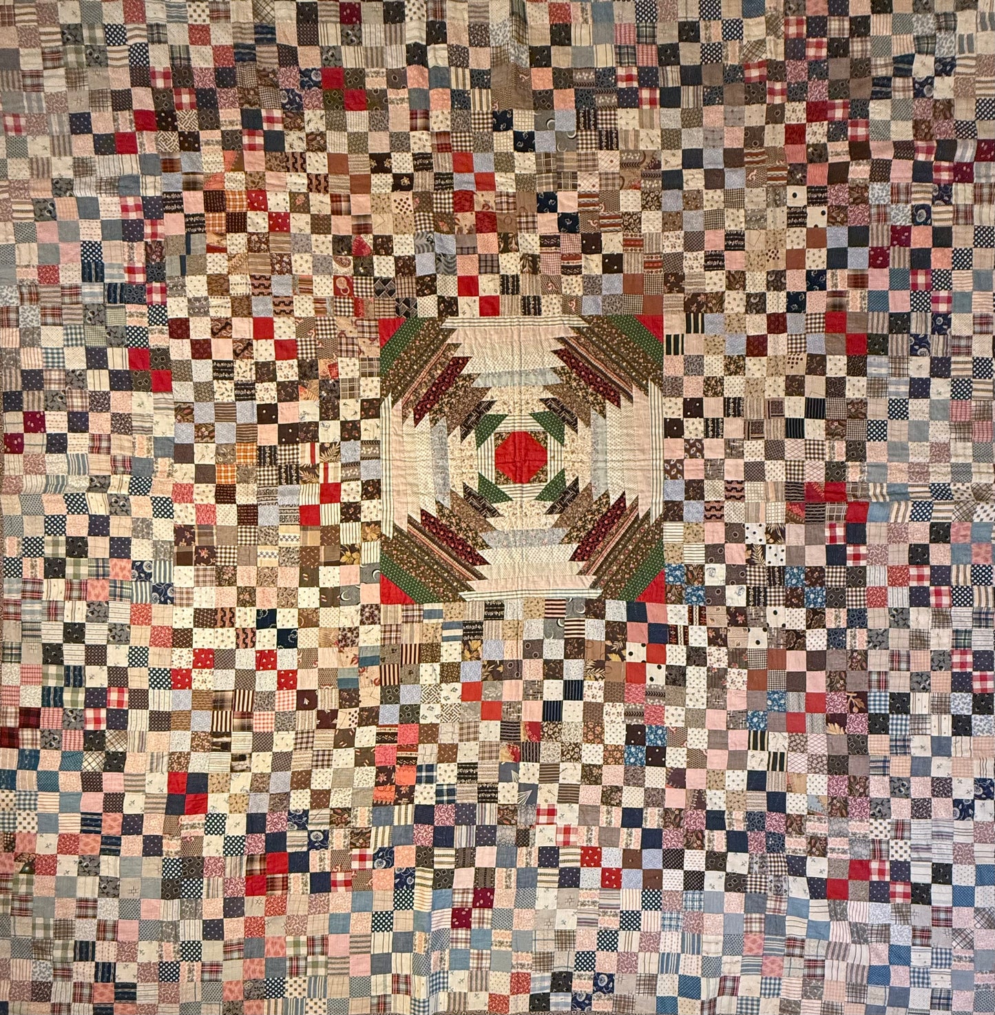 Pineapple Windmill Blades Medallion with Patchwork Quilt