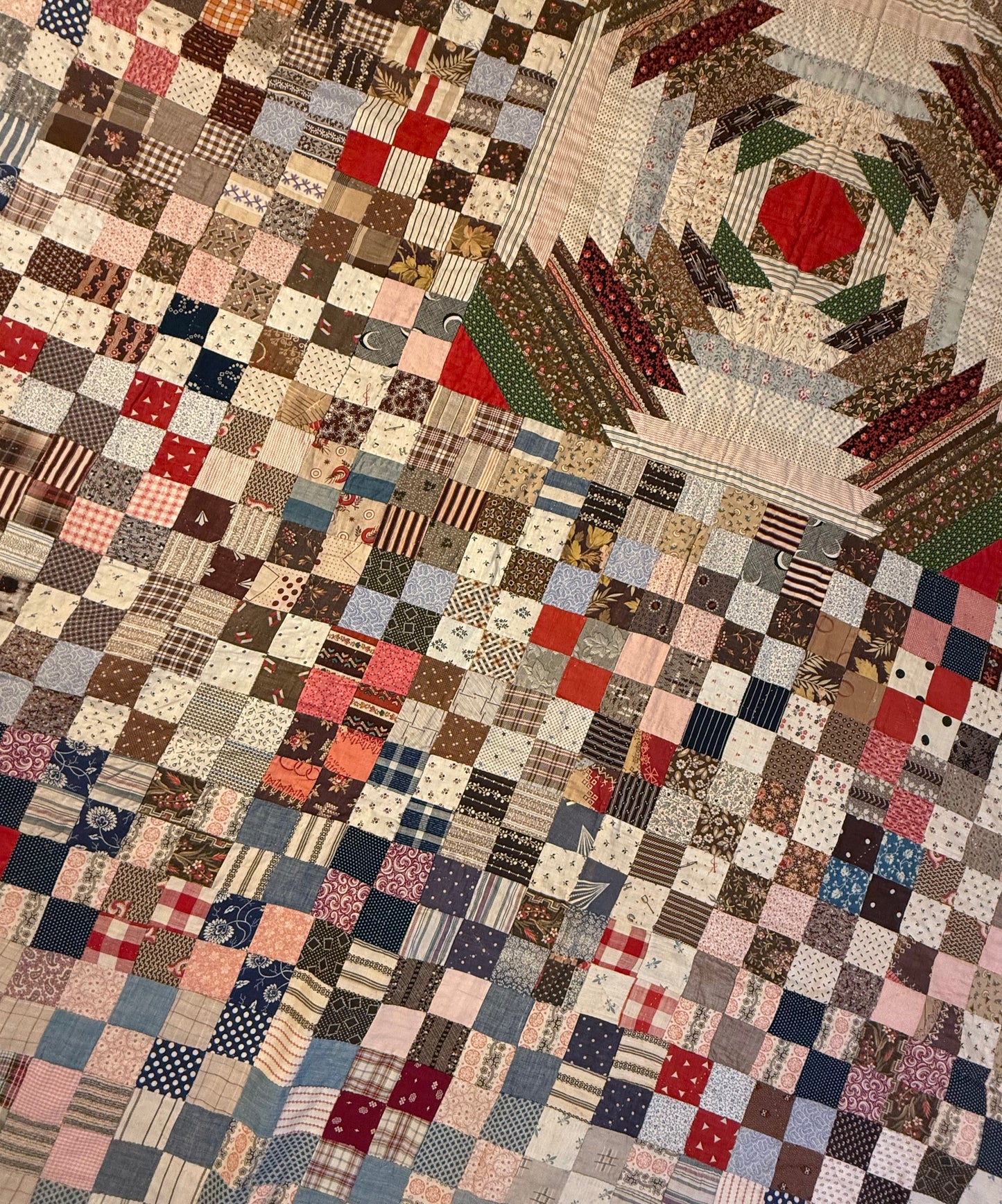 Pineapple Windmill Blades Medallion with Patchwork Quilt