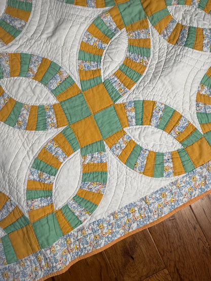 Unique Double Wedding Ring Qult-Color