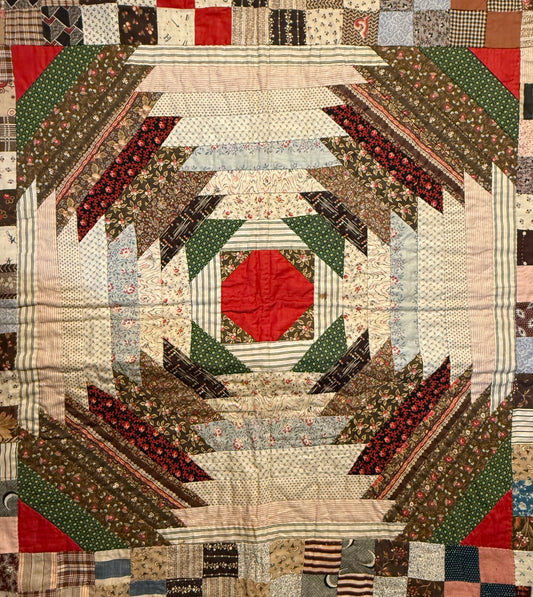 Pineapple Windmill Blades Medallion with Patchwork Quilt