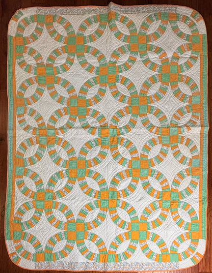 Unique Double Wedding Ring Qult-Color