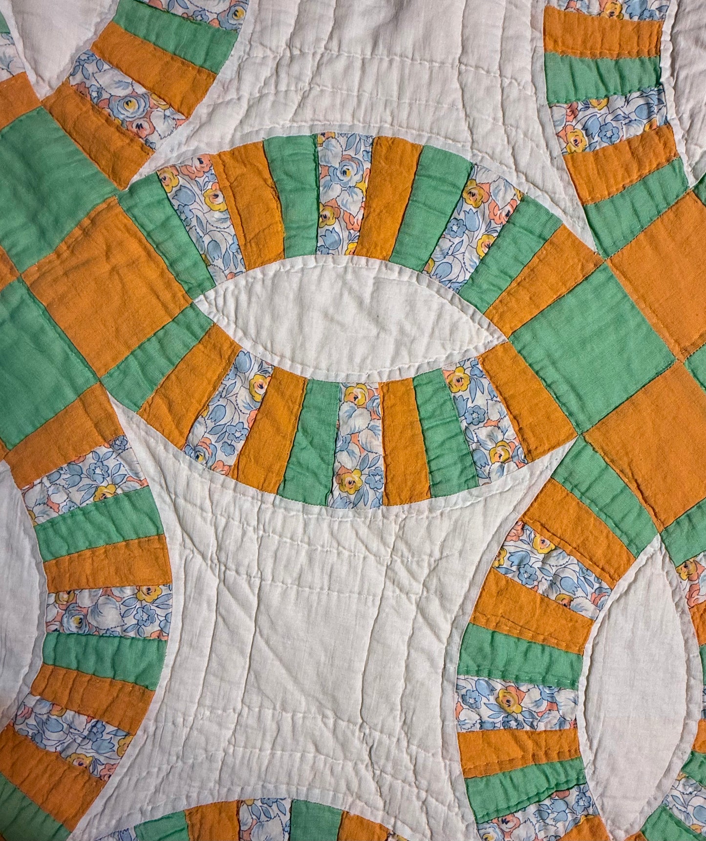 Unique Double Wedding Ring Qult-Color