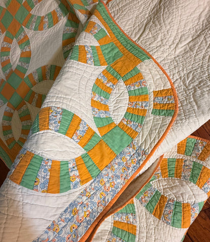 Unique Double Wedding Ring Qult-Color