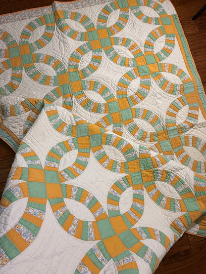 Unique Double Wedding Ring Qult-Color