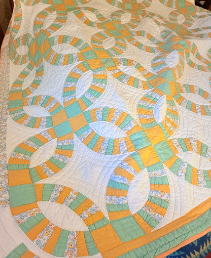 Unique Double Wedding Ring Qult-Color