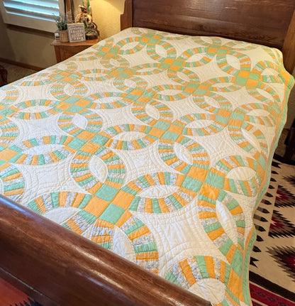 Unique Double Wedding Ring Qult-Color