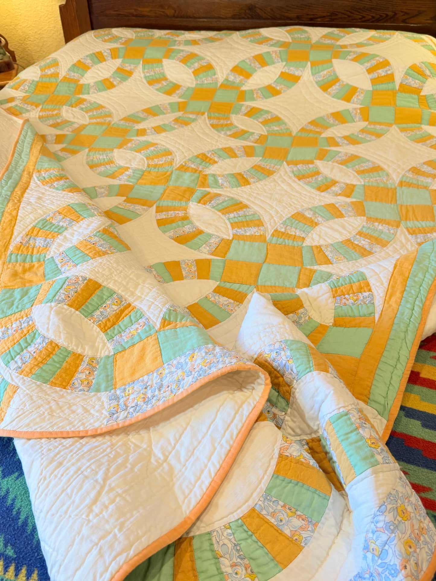 Unique Double Wedding Ring Qult-Color