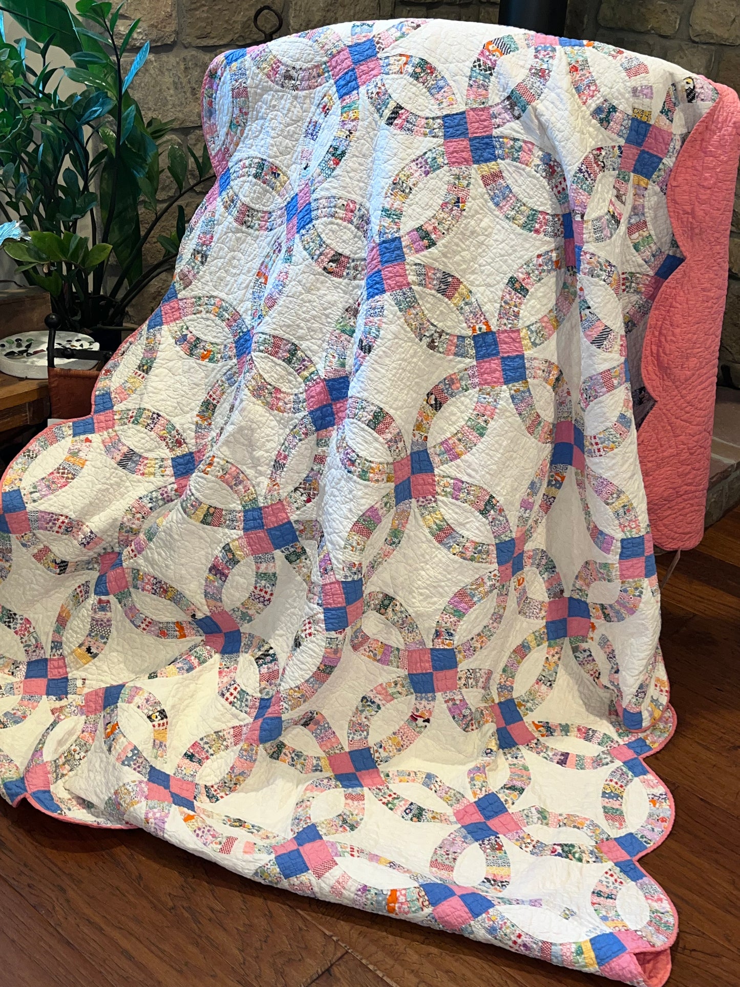 Small Pieced Double Wedding Ring Quilt
