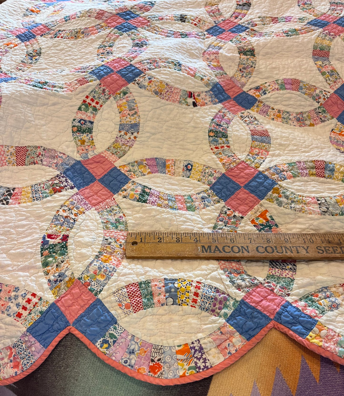 Small Pieced Double Wedding Ring Quilt