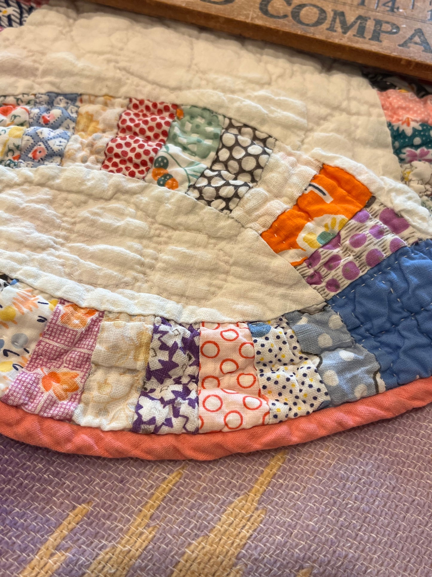 Small Pieced Double Wedding Ring Quilt
