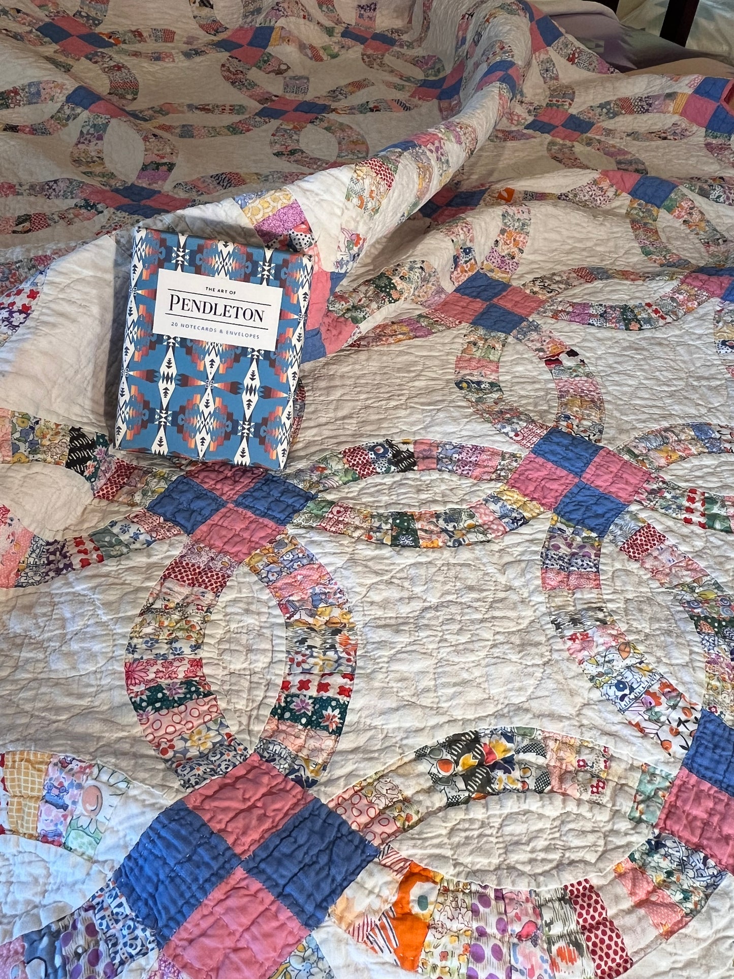 Small Pieced Double Wedding Ring Quilt