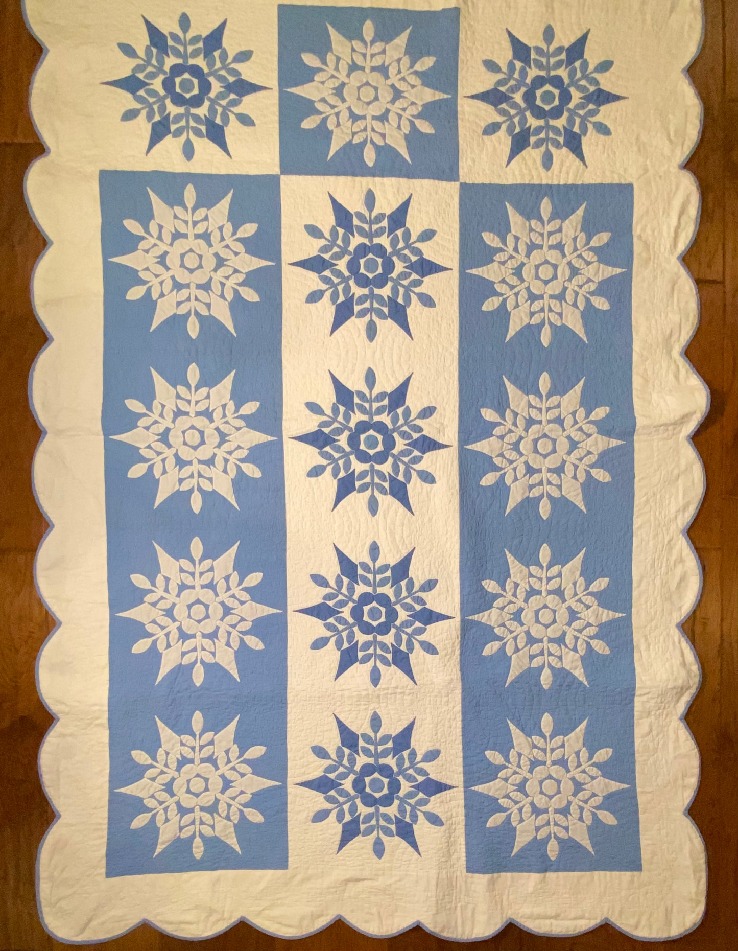 Blue and White Snowflake Quilt