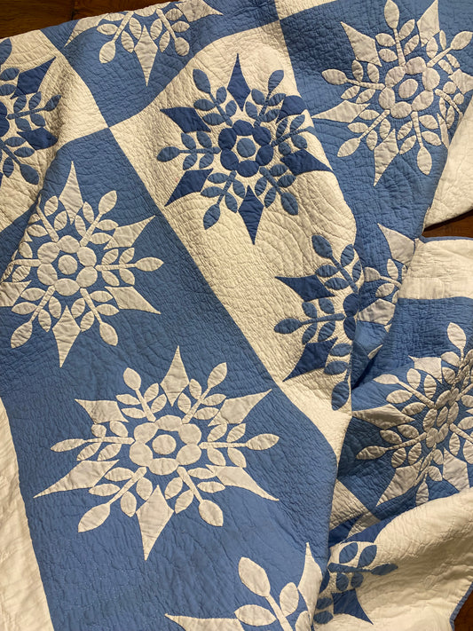 Blue and White Snowflake Quilt