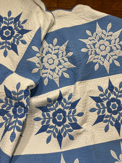 Blue and White Snowflake Quilt