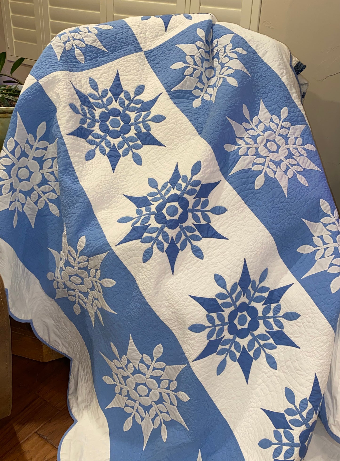 Blue and White Snowflake Quilt