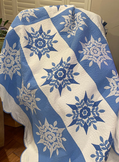 Blue and White Snowflake Quilt