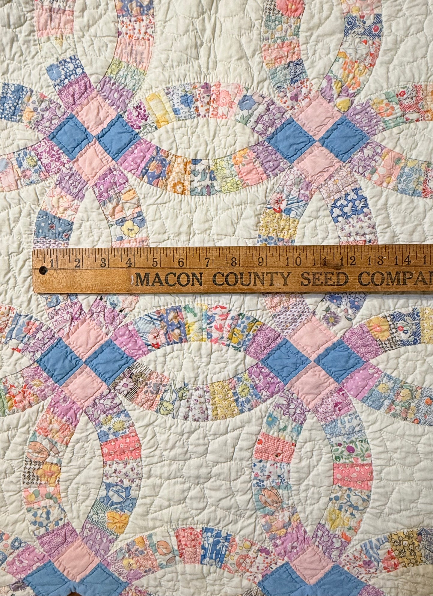Smaller Scale Double Wedding Ring Quilt- Dated / Initials
