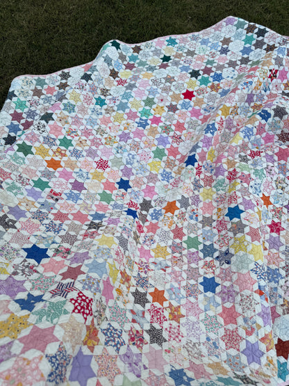 Outstanding Miniature 6 Point Connecting Stars Quilt