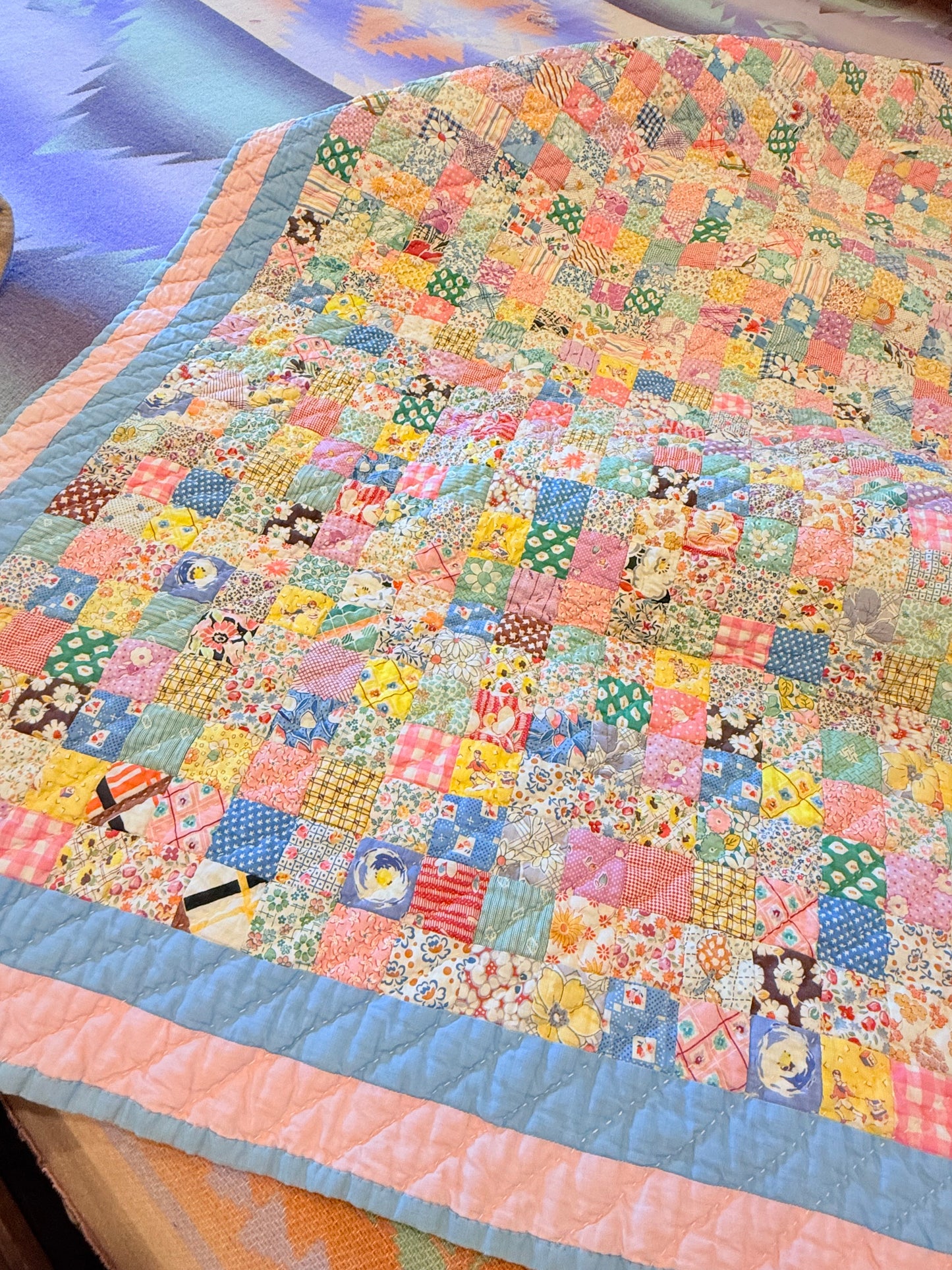 Charming Scrappy One Patch Crib/Wall Quilt