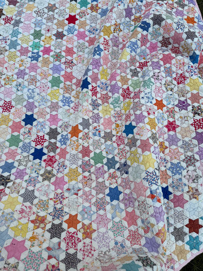 Outstanding Miniature 6 Point Connecting Stars Quilt