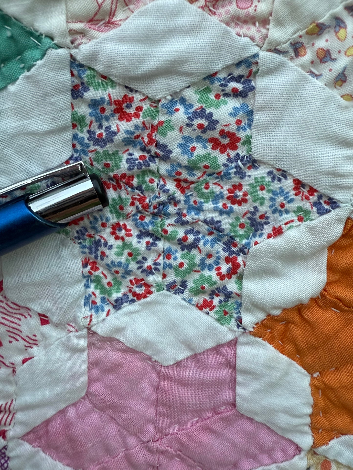 Outstanding Miniature 6 Point Connecting Stars Quilt