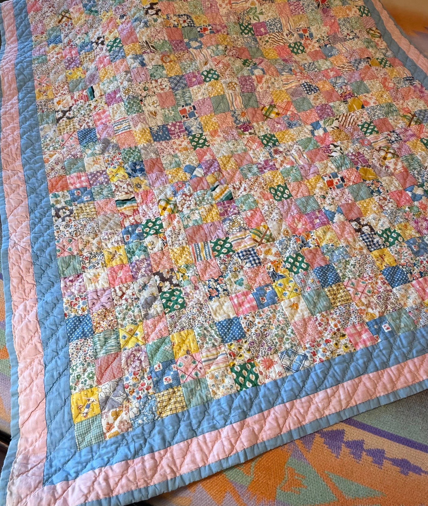 Charming Scrappy One Patch Crib/Wall Quilt