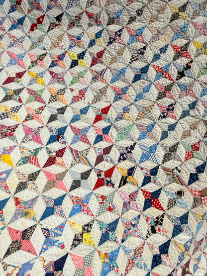 Happy Scrappy 4 Point Touching  Stars Quilt