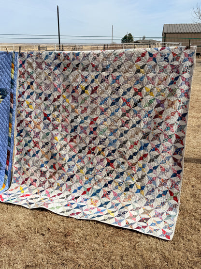 Happy Scrappy 4 Point Touching  Stars Quilt