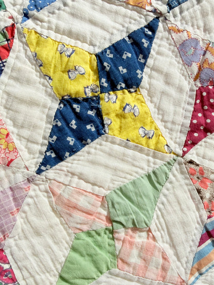 Happy Scrappy 4 Point Touching  Stars Quilt