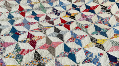 Happy Scrappy 4 Point Touching  Stars Quilt