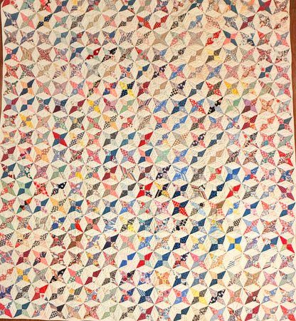 Happy Scrappy 4 Point Touching  Stars Quilt