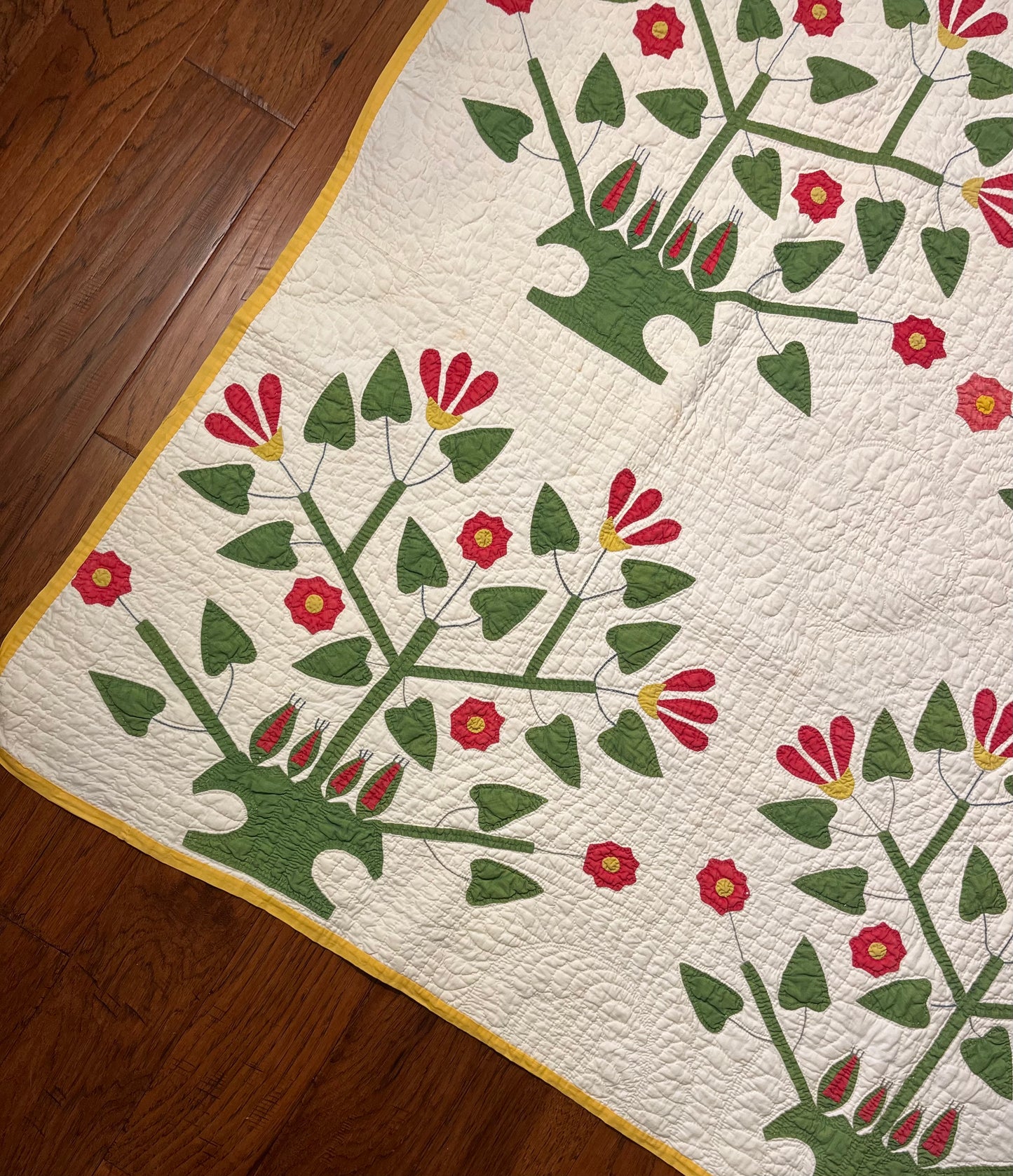 Unique Folk Art Pot of Flowers Quilt