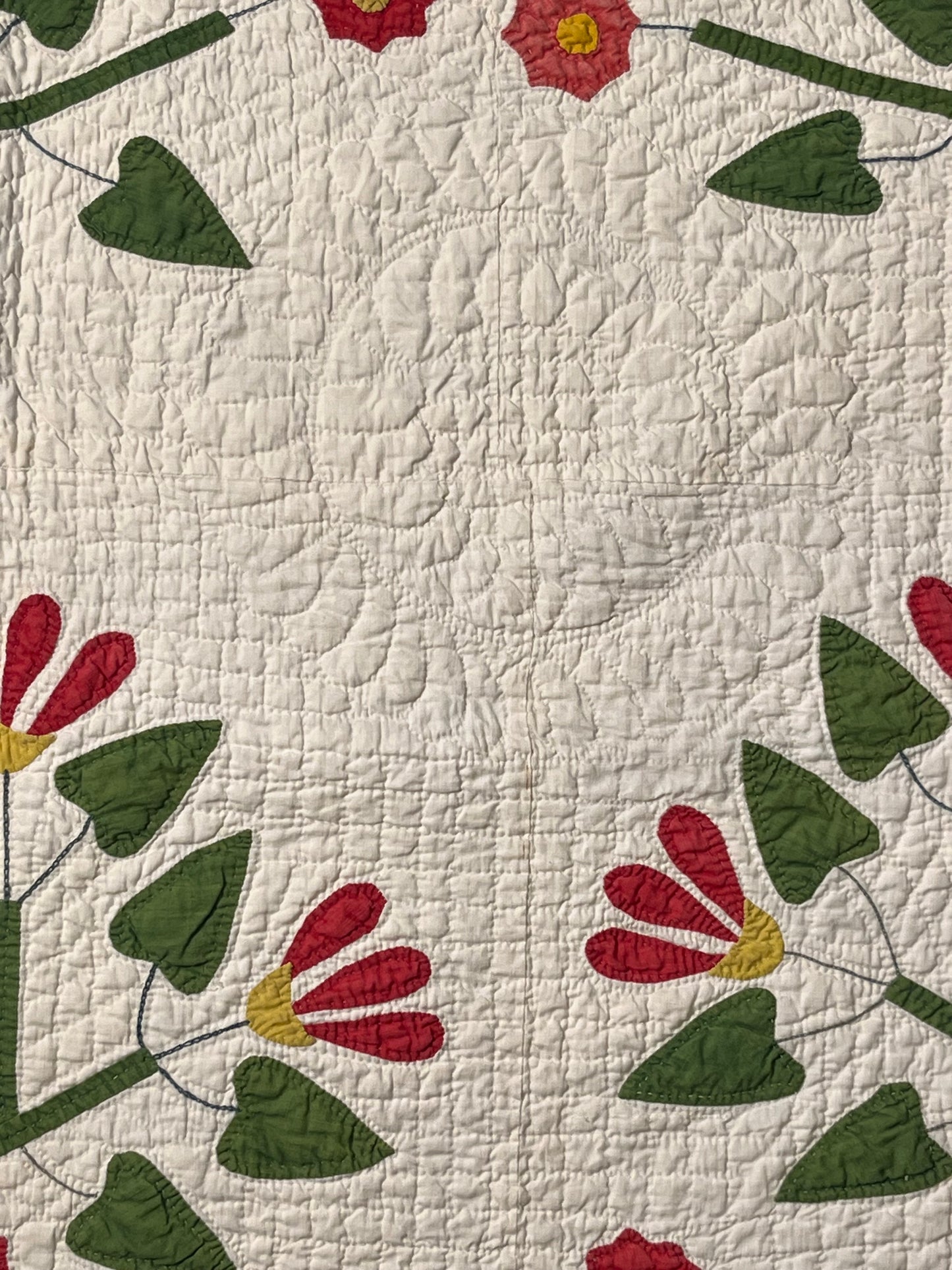 Unique Folk Art Pot of Flowers Quilt