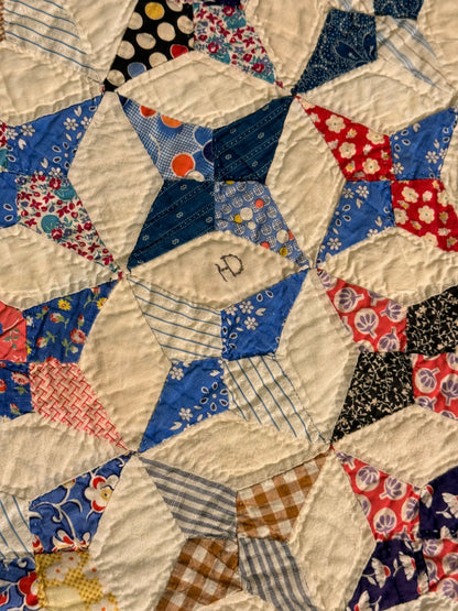 Happy Scrappy 4 Point Touching  Stars Quilt